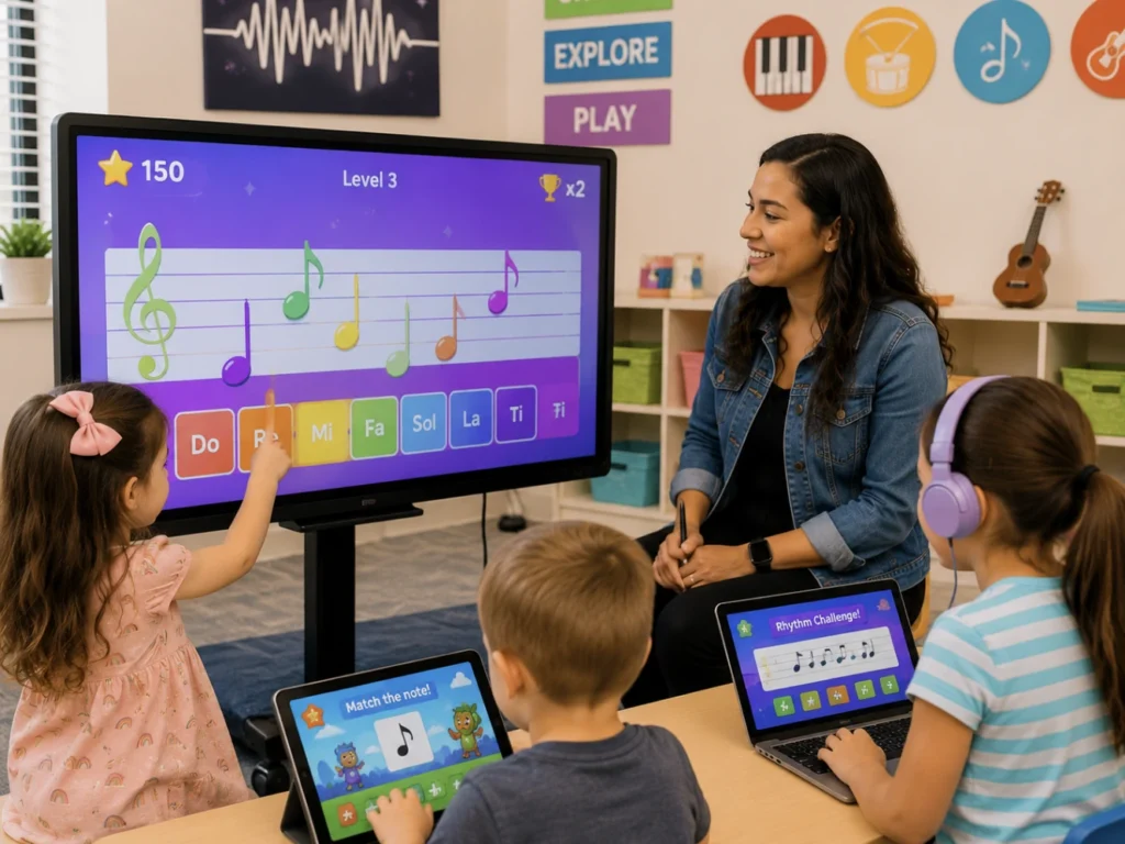 Interactive music education classroom using digital tools and gamification in Gilbert Arizona